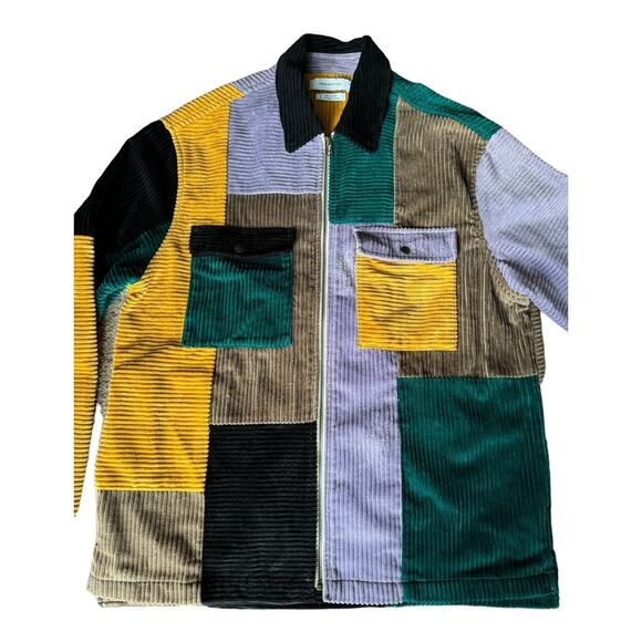 Urban outfitters UO Ryder Blocked Corduroy Zip Shirt jacket patchwork size MED - Picture 6 of 13